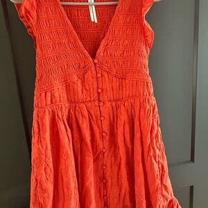 Anthropologie Red Peregrine Mini Dress V-Neck